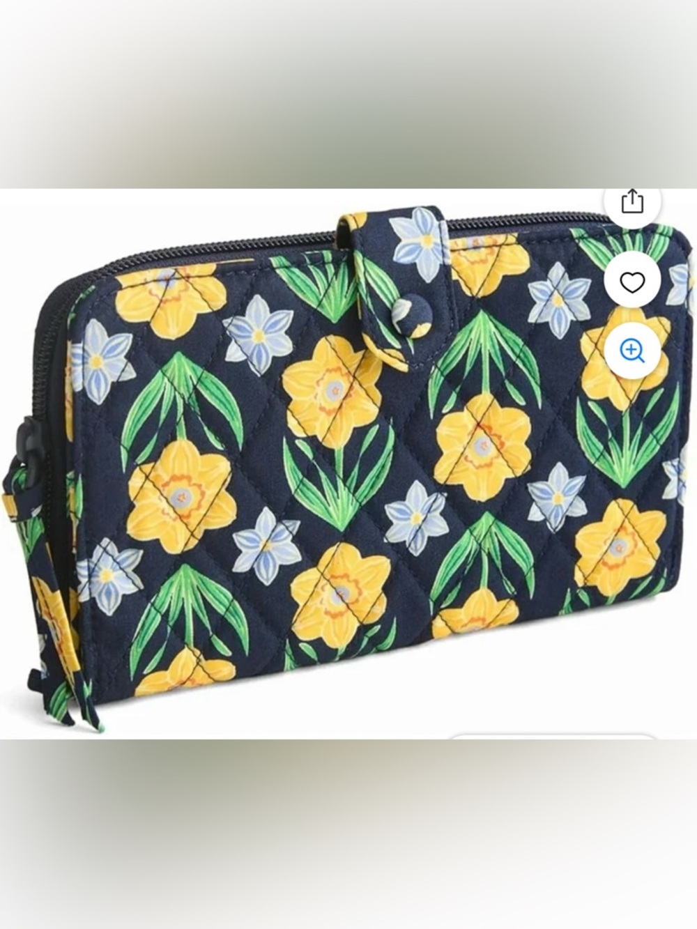 Vera Bradley Premium Cotton Large Tab Wallet in Daffodils
